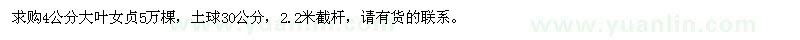 求購(gòu)4公分大葉女貞