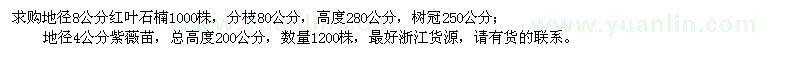 求購(gòu)地徑8公分紅葉石楠、地徑4公分紫薇