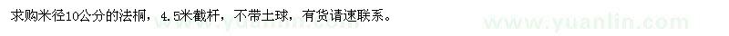 求購米徑10公分法桐