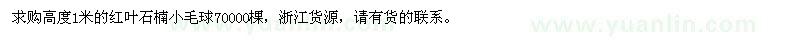 求購(gòu)高度1米紅葉石楠小毛球