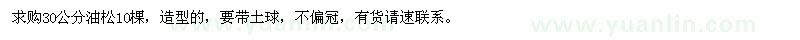 求購(gòu)30公分油松