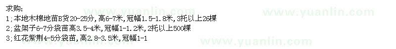 求購本地木棉、盆架子、紅花紫荊
