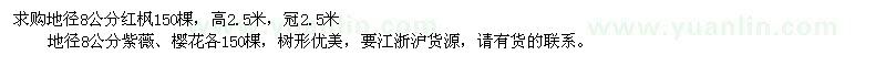 求購紅楓、紫薇、櫻花