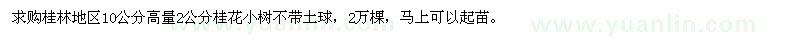 求購2公分桂花小樹(shù)