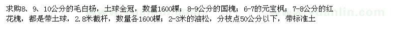 求購毛白楊、油松、速生柳