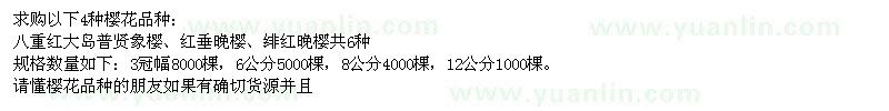 求購以下櫻花品種