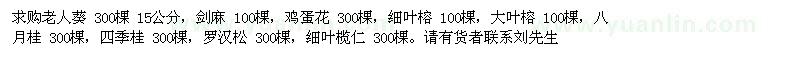 求購老人葵、劍麻、雞蛋花