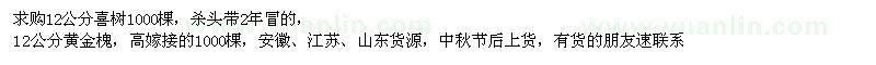 求購12公分喜樹(shù)、黃金槐