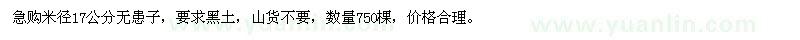 求購米徑17公分無患子