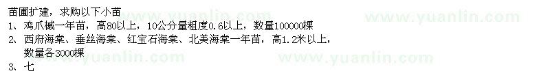 求購雞爪槭、海棠、七葉樹等秋季小苗