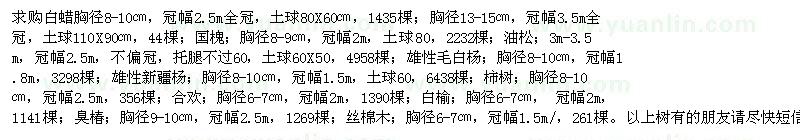 求購白蠟、國槐、油松、柿樹(shù)等