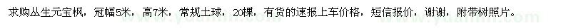 求購冠幅5米叢生元寶楓