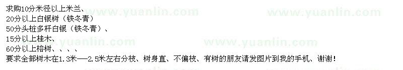 求購(gòu)米蘭、白銀、桂木