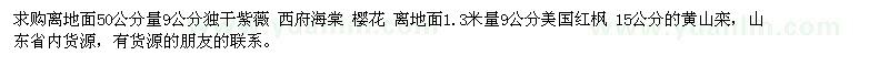 求購紫薇、西府海棠、櫻花、美國紅楓、黃山欒樹(shù)