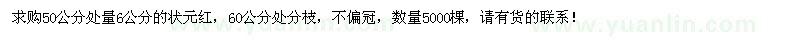 求購50公分處量6公分狀元紅