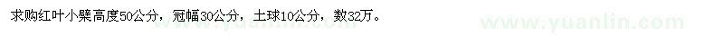 求購(gòu)高50公分紅葉小檗