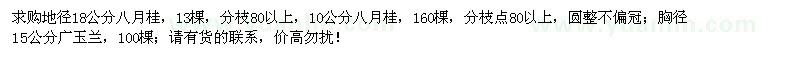 求購(gòu)地徑10、18公分八月桂、胸徑15公分廣玉蘭