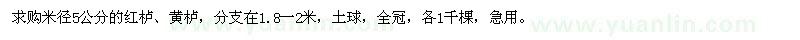 求購米徑5公分的紅櫨、黃櫨