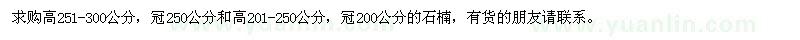 求購冠200公分、250公分石楠