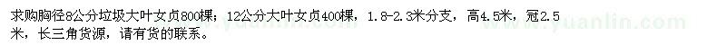 求購8、12公分大葉女貞