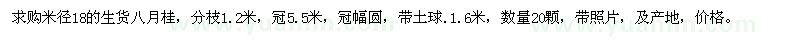 求購米徑18公分八月桂