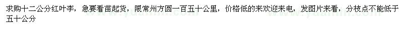 求購(gòu)12公分紅葉李