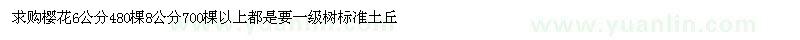 求購(gòu)6、8公分櫻花