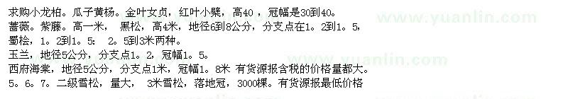 求購(gòu)小龍柏、瓜子黃楊、金葉女貞