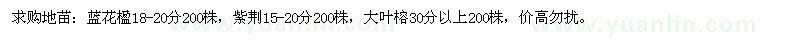 求購藍(lán)花楹、紫荊、大葉榕