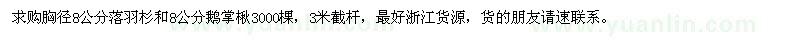 求購胸徑8公分落羽杉、鵝掌楸