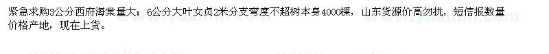 求購(gòu)3公分西府海棠、6公分大葉女貞