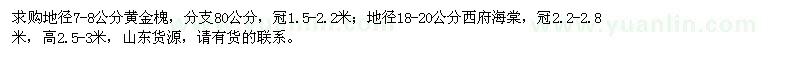 求購黃金槐、西府海棠