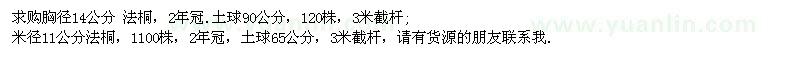 求購胸徑14公分法桐、米徑11公分法桐