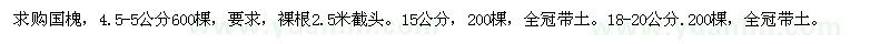 求購(gòu)4.5-5、15、18-20公分國(guó)槐