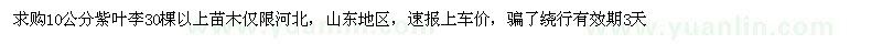 求購(gòu)10公分紫葉李