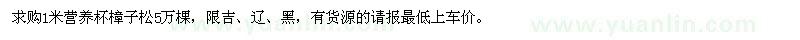 求購1米營養(yǎng)杯樟子松