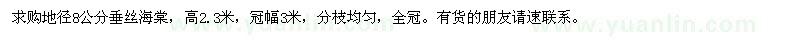 求購地徑8公分垂絲海棠