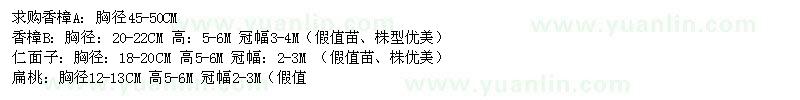 求購(gòu)香樟、仁面子、扁桃