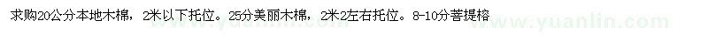 求購本地木棉、美麗木棉、菩提榕