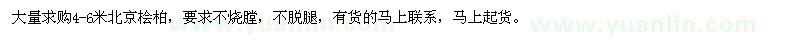 求購4-6米北京檜柏