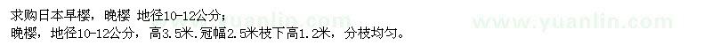 求購(gòu)地徑10-12公分日本早櫻、晚櫻