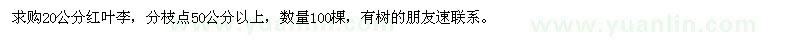 求購(gòu)20公分紅葉李