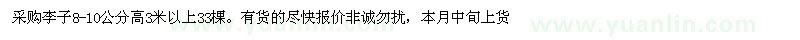 求購(gòu)8-10公分李子
