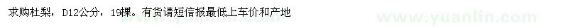 求購(gòu)地徑12公分杜梨