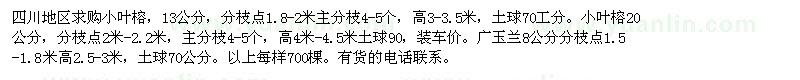 求購小葉榕、廣玉蘭 