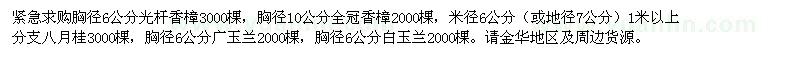 求購香樟、桂花、廣玉蘭、白玉蘭