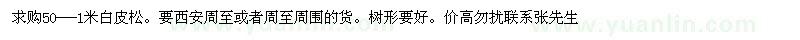 求購50公分白皮松