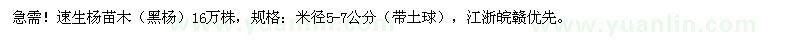 求購米徑5-7公分速生楊
