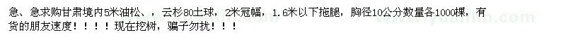 求購米油松、云杉 