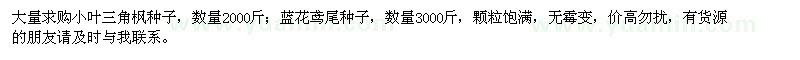 求購小葉三角楓種子、藍(lán)花鳶尾種子